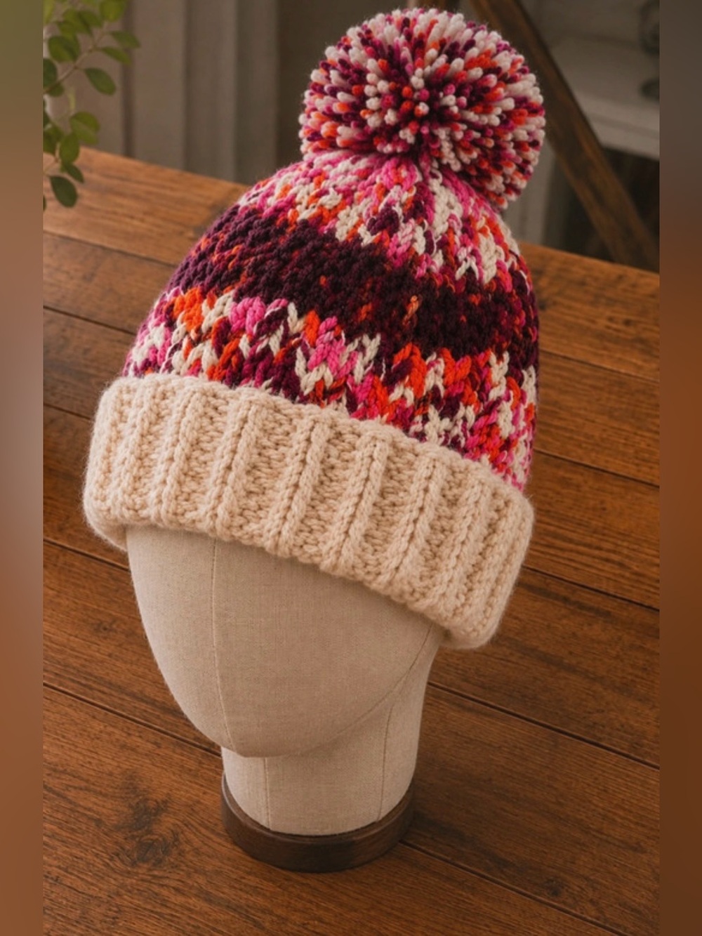 NWT. Zara Chunky Knit Pom Pom Beanie Multicolor Winter Hat.